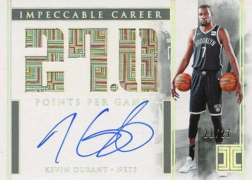 2019-20 Panini Impeccable Basketball Career Points Kevin Durant Autograph