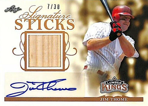 2020 Leaf Lumber Kings Baseball Signature Sticks Jim Thome
