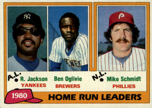 1981 Topps Baseball 2 Reggie Jackson Ben Oglivie Mike Schmidt LL