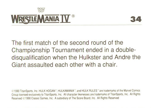 1990 Classic WWF History of WrestleMania Reverse