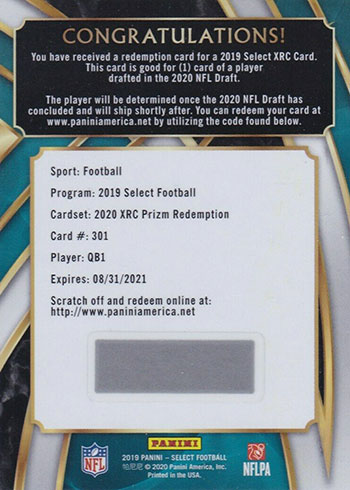 19 Select Football Xrc Redemptions Checklist And Details