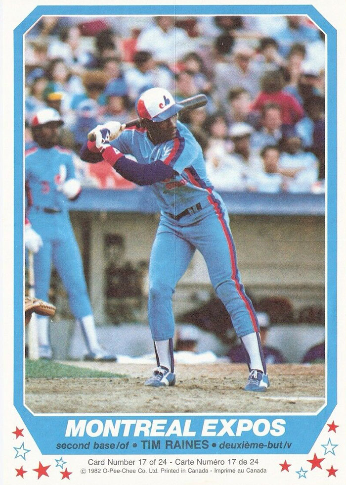 1982 O-Pee-Chee Baseball Posters Tim Raines