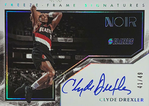 2019-20 Panini Noir Basketball FReeze Frame Signatures Clyde Drexler