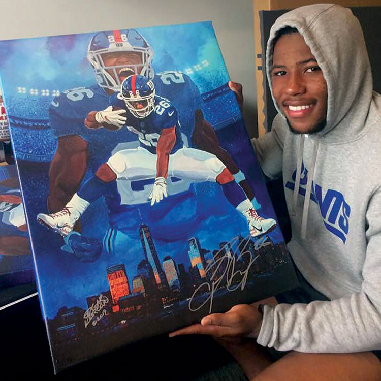 New York Giants Saquon Barkley Painting by Edgar Brown