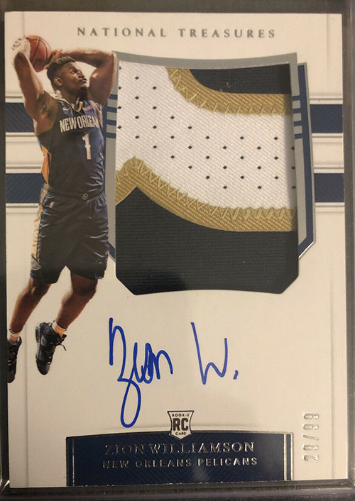 1st 2019 20 National Treasures Zion Williamson 500 000 Logoman Bounty