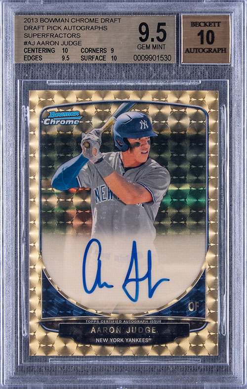 2017 Topps Finest Blue Refractors Aaron Judge Rookie Autograph Card #/150  BGS Graded 9.5 Gem Mint/Auto 10 Yankees