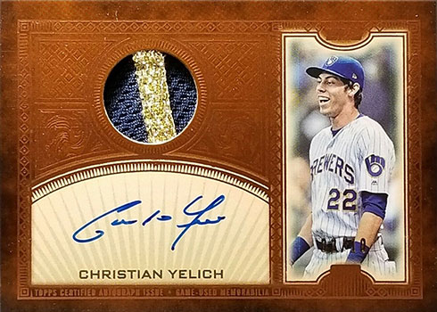 Christian Yelich 2022 Topps Tier One Game Used Jersey Patch 060