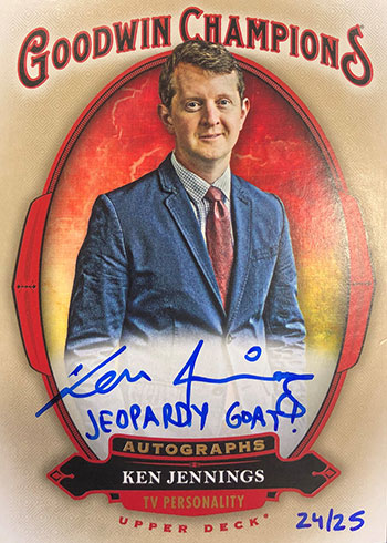 2020 Upper Deck Goodwin Champions Autographs Inscriptions Ken Jennings Jeopardy GOAT