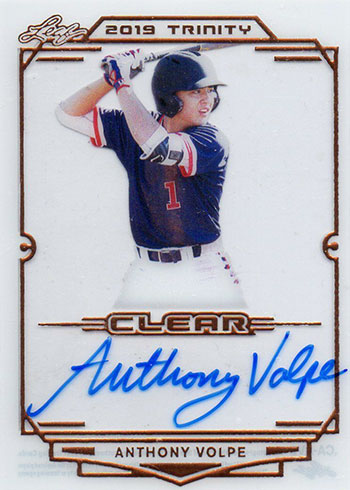 2019 Leaf Trinity Baseball Clear Autographs Anthony Volpe