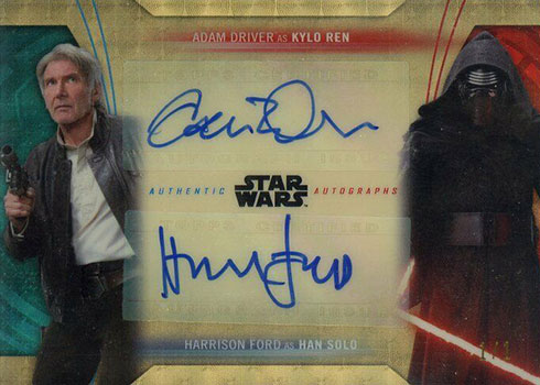2020 Topps Chrome Perspectives Dual Duel Autographs Harrison Ford Adam Driver