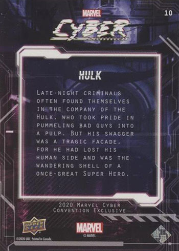 2020 Upper Deck Marvel Cyber Hulk Reverse