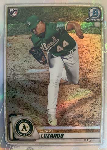  Jesus Luzardo baseball card rookie (Oakland Athletics) 2019  Topps Bowman Chrome #BCP96 : Sports & Outdoors