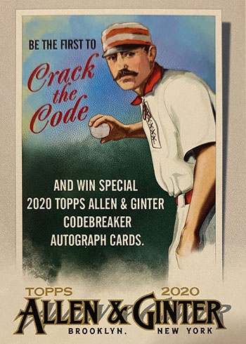 2020 Topps Allen & Ginter Baseball Ginter Code Promo Card