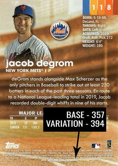 2020 Topps '85 Topps All Stars Black #85AS-17 Jacob deGrom Mets 280/299 -  MyBallcards