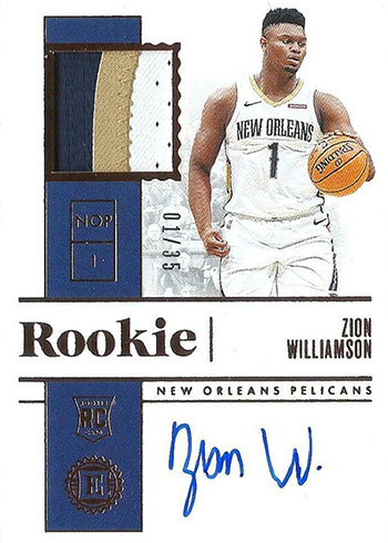 2019-20 Panini Encased Basketball Rookie Jersey Autographs Bronze Zion Williamson