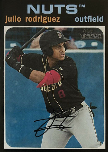 Julio Rodriguez Signed 2021 Topps Heritage Minors #205 SP (JSA