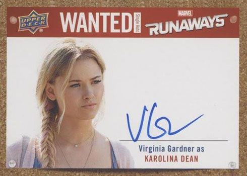 2020 Upper Deck Marvel's Runaways Wanted Autographs Virginia Gardner