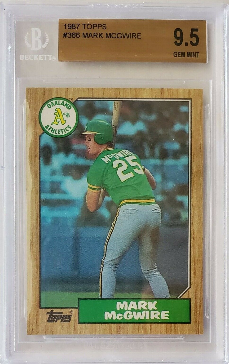 Signed 1987 Topps Mark McGwire #366 Beckett Authentic.