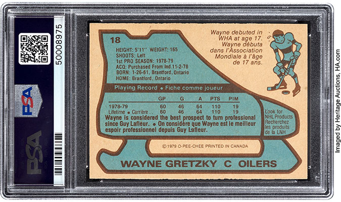 1979 OPC #18 Wayne Gretzky Rookie Card Graded PSA 5.5 O-Pee-Chee w Skate  Lines - VintageRookies
