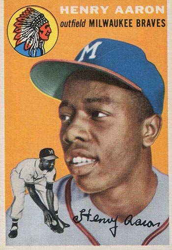 Baseball card for Hank Aaron in his rookie year