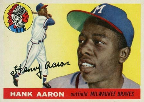 "REPRINT" Left Var Baseball Card #20 MIL BRAVES 1957 HANK AARON Topps 