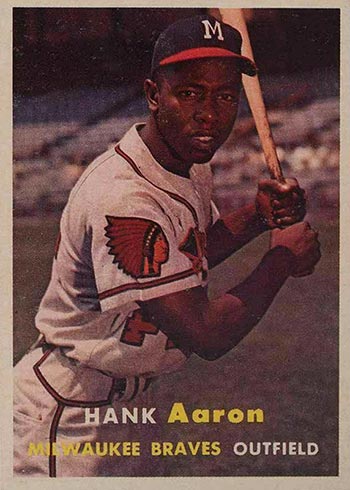 MIL Topps BRAVES "REPRINT" Left Var 1957 HANK AARON Baseball Card #20 
