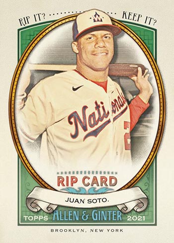 2021 Topps Allen & Ginter Baseball Rip Cards Juan Soto