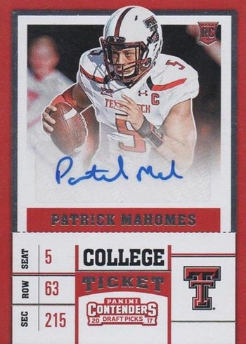 \ud83c\udfc8\ud83d\udd25 Patrick Mahomes 2017 Prestige Big Board Draft ROOKIE CARD RC ...