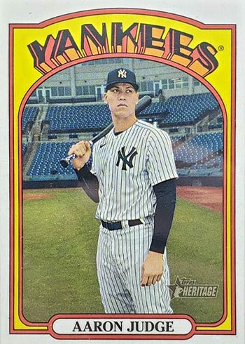 Aaron Judge 2023 Topps Heritage Special Card #3 Highlighting his 2019 and  and 2020 Topps Regular Issue Cards