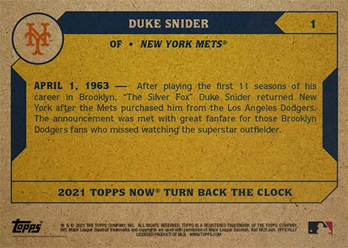 Dwight Gooden - 2021 MLB TOPPS NOW® Turn Back The Clock - Card 25 - Print  Run: 479