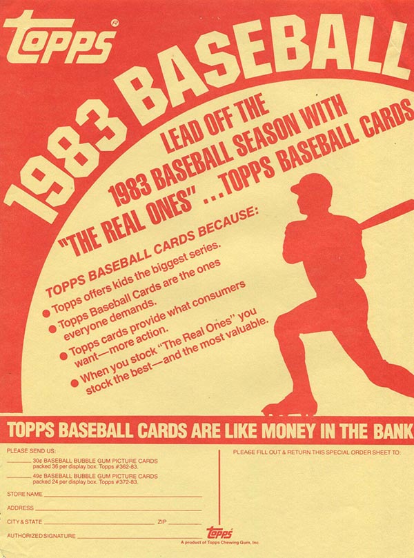 1983 Topps Baseball Sell Sheet