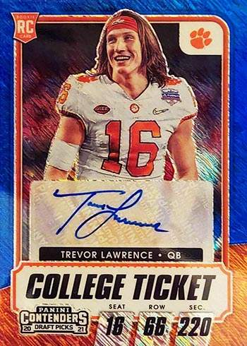 2021 Panini Contenders Draft Picks Football Blue Shimmer Trevor Lawrence Autograph