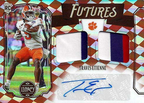 2021 Panini Legacy Football Futures Dual Patch Autograph Ruby Travis Etienne