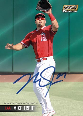 2021 Topps Stadium Club Chrome Baseball Mike Trout Autograph Gold Refractor