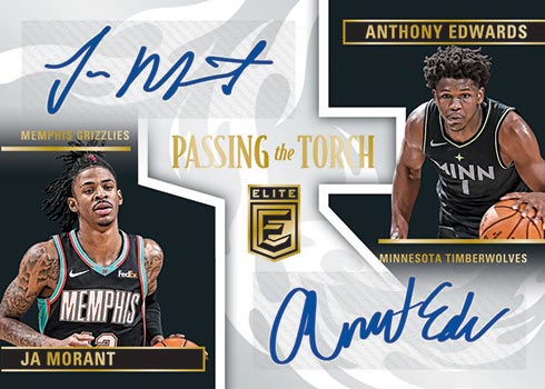 2020-21 Donruss Elite Basketball Passing the Torch Autographs Anthony Edwards Ja Morant