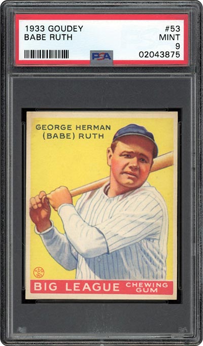 1933 Goudey Babe Ruth PSA 9 Mile High Card Company July 2021