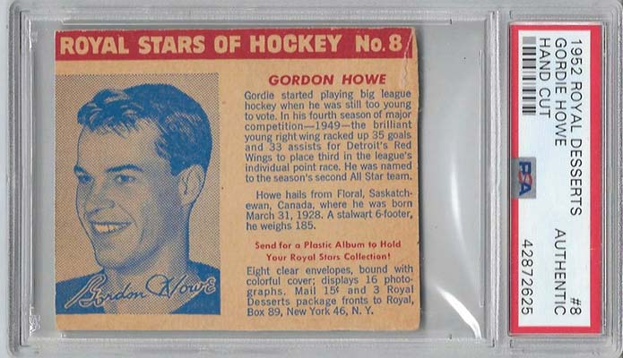 1950-51 Royal Desserts Gordie Howe Blue Tint