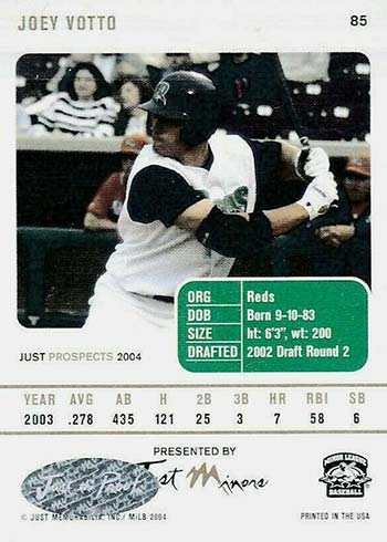 2008 UD TIMELINE BASEBALL JOEY VOTTO TOP PROSPECTS DIE-CUT ROOKIE CARD No.  197