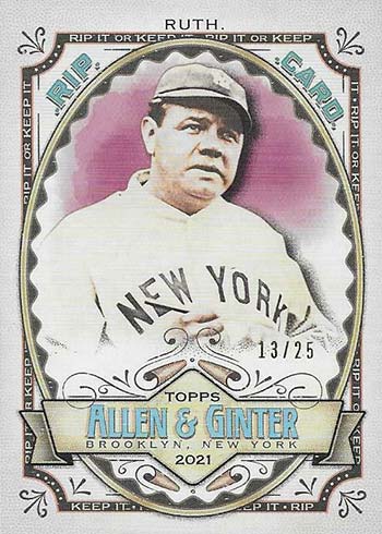 2021 Topps Allen & Ginter Baseball Rip Cards Babe Ruth