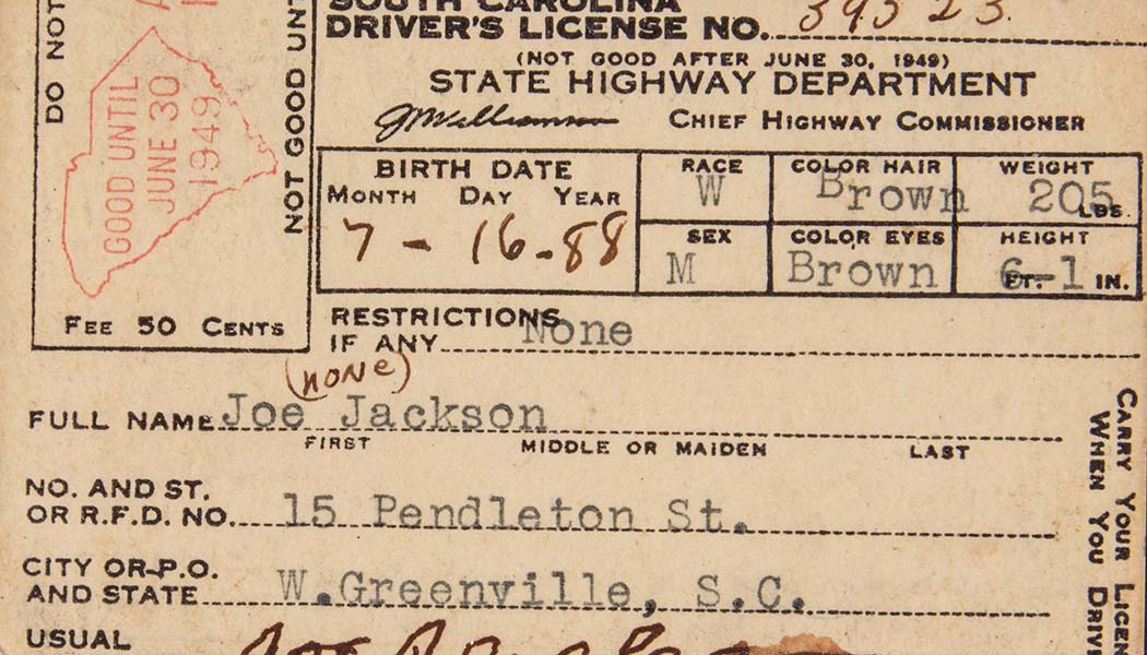 Shoeless Joe Jackson's Driver's License Tops $125,000 - Beckett News