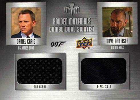 2021 Upper Deck James Bond Villains and Henchmen Bonded Materials Combo Dual Swatch Daniel Craig Dave Bautista