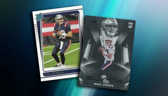 Mac Jones 2021 Donruss Mint Rated Rookie Card #255 picturing this First  Round Pick in his Blue New England Patriots Jersey