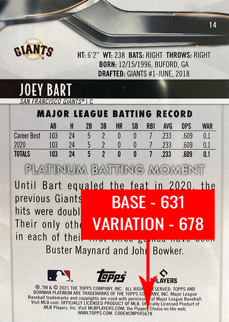 2021 Bowman Platinum Baseball Variations Codes