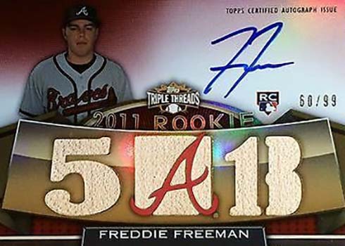 FREDDIE FREEMAN 2014 Topps Triple Threads Game Used Patch Autograph #50/99  Auto