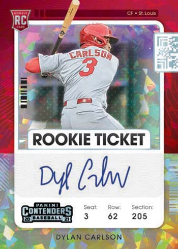 2021 Panini Contenders Baseball Rookie Ticket Autographs Cracked Ice Dylan Carlson