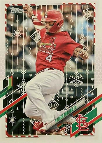 Yadier Molina 2022 Topps Holiday #HW6, Candy Cane Catchers Gear