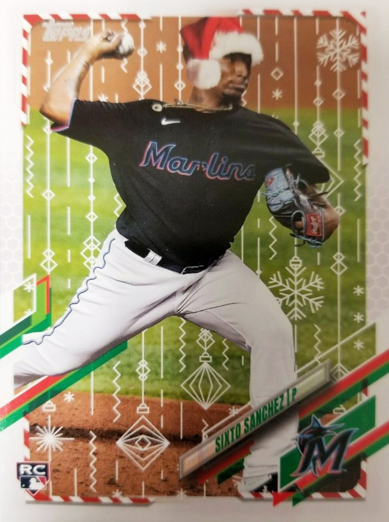 2021 Topps Holiday Sixto Sanchez ROOKIE Snowman Jersey Card Marlins