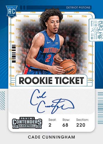 2021-22 Panini Contenders Basketball Rookie Ticket Autographs NBA 75th Anniversary Cade Cunningham