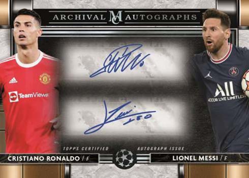 2021-22 Topps Museum Collection UEFA Champions League Dual Archival Autographs Cristiano Ronaldo Lionel Messi