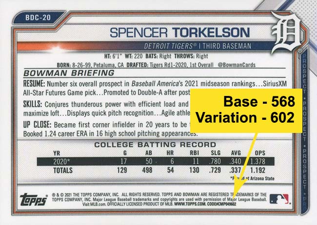 2021 Bowman Chrome Draft Baseball Variations Codes